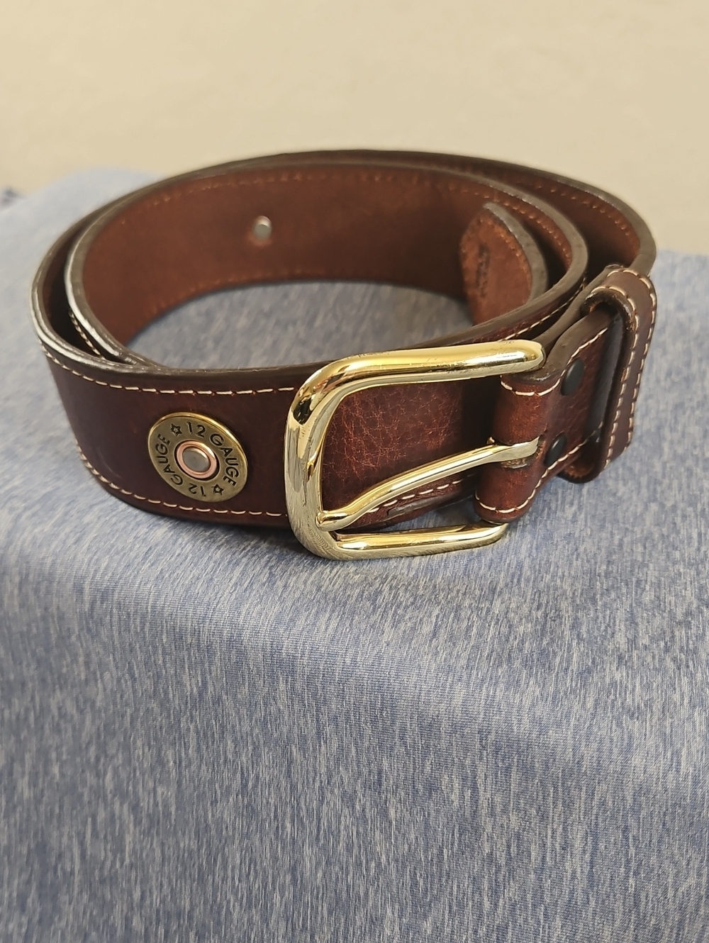 3D Belt Company BADGER Men's Brown Leather Belt, Size 32, 12 Gauge Accents